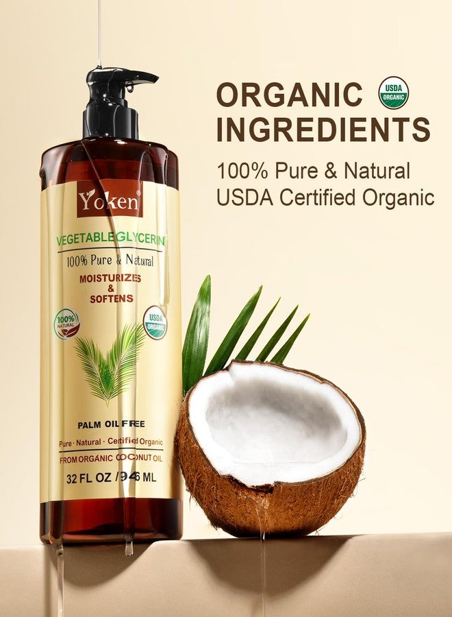 Yoken Glycerin Vegetable Glycerine 32 fl oz, Liquid Glycerol, Glicerina Vegetal, No Palm Oil, Organic Coconut-Derived, Natural Pure for Skin Face Hair, DIY Soap & Slime, Essential Oil Carrier - Image 3